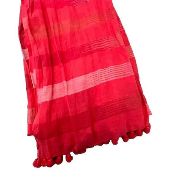 EILEEN FISHER Organic Cotton Ikat Streaks Scarf Strawberry 24” X 74”